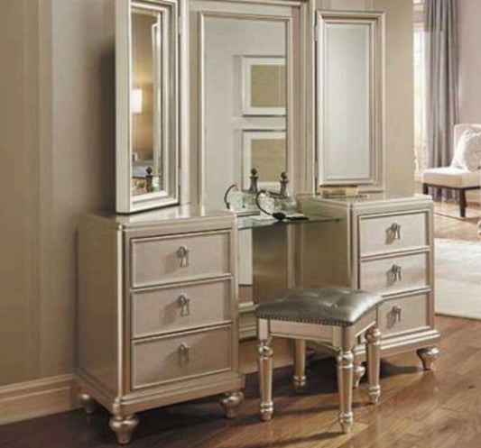 Diva Tri View Mirror Vanity with Stool